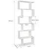 Wood Bookcase Bookshelf S Shape 6 Tier Shelves Free Shelving Storage White Unit