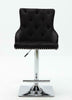 WINCHESTER Black Velvet Swivel Bar Stool Button Back Kitchen/Breakfast Chair (BLACK)