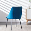 Set of 2 Blue Velvet Dining Chairs Kitchen Dinning Room Metal Leg Padded Modern