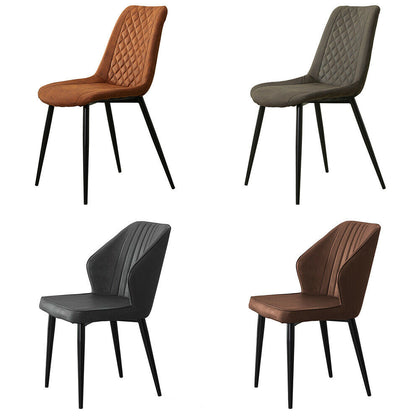 2X Faux Leather Dining Chairs Metal Legs Office Chairs Padded Cushion Kitchen