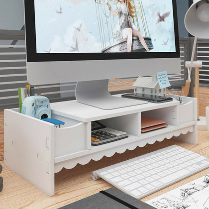 Monitor Mount Computer Display Riser Small TV Stand Raiser Tidy Organizers Shelf