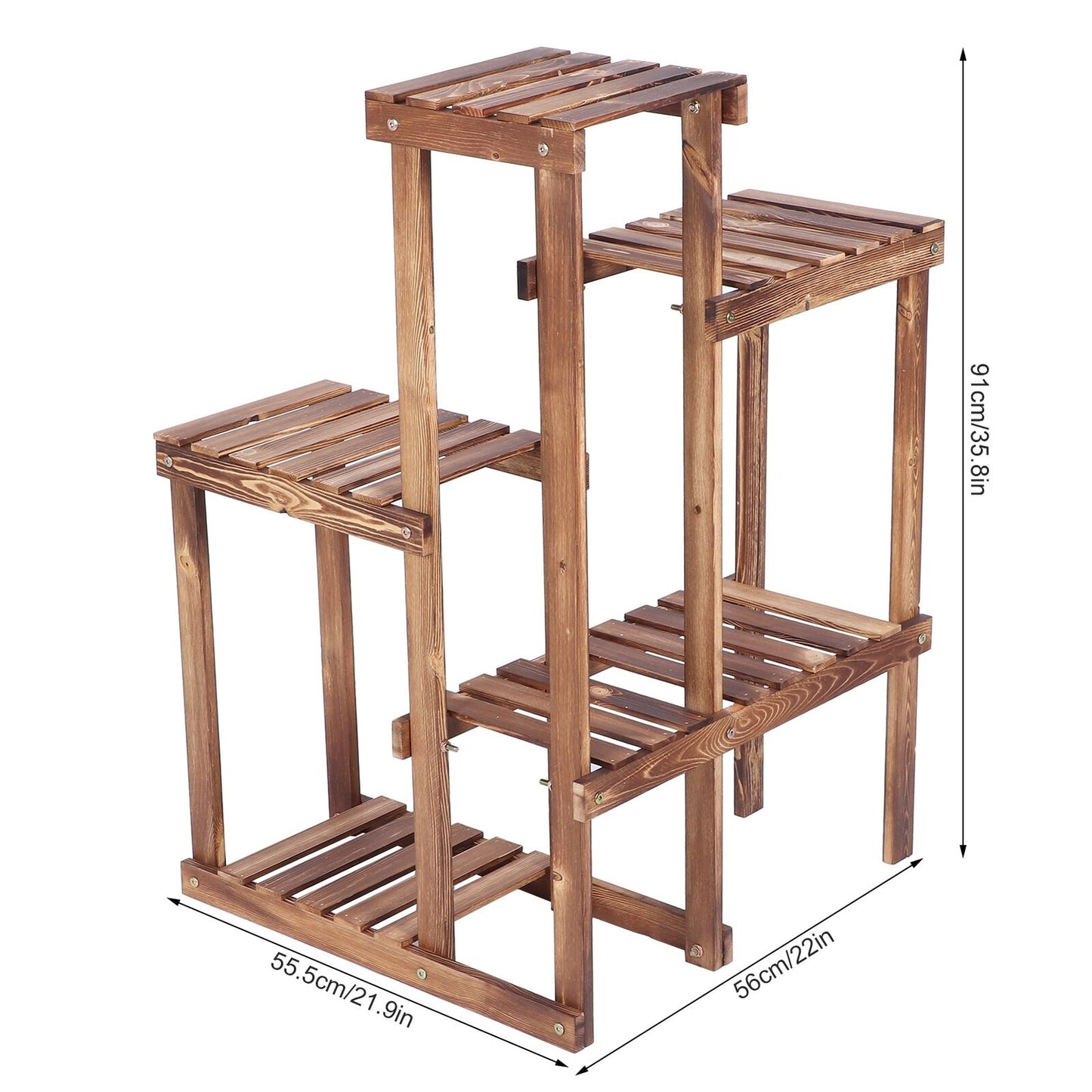 6 HOLDER LADDER SHELF CORNER STORAGE PLANT STAND FLOWERS DISPLAY WOOD RACK UNIT