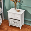 Bedside Table Unit Cabinet Wicker Basket Nightstand 3 Drawer Storage Bathroom