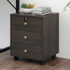 Nightstand Cabinet Bedisde Table Chest File Storage with 3 Drawers Wooden Wheel