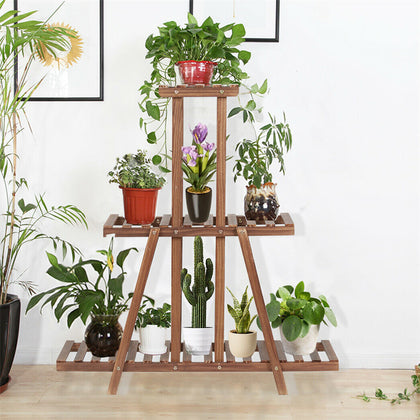 3 Tier Large Wooden Plant Stand Flower Display Rack Ladder Shelf Indoor Outdoor
