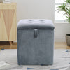 GREY Velvet Ottoman Storage Stool Footstool Box Sofa Chair Footrest Piano Seat