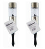 Solar Powered LED Stake Lights Outdoor Garden Bollard Lamps Stainless Steel
