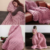 Luxury Chunky Warm Knitted Thick Blanket Hands Bulky Knit Throw Sofa Bed Cover
