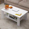 Wooden White Rectangle Coffee Table With Open Shelf Living Room Furniture Modern