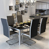 2 4 6 PCS Grey Faux Leather Dining Chairs High Back Chrome Legs Home Furniture