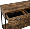 Vintage Industrial Console Table Rustic Cabinet 2 Drawer Unit Metal Wood Shelf
