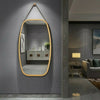 Oval Mirror Bamboo Framed Hanging with Adjustable Leather Strap Wall Mirrors New