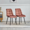 Set of 2 Velvet Dining Chairs Soft Padded Seat Metal Legs Modern Office Kitchen