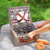 4 People Rattan Wicker Picnic Basket Hamper Plate Cutlery Set Outdoor Family