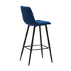 2X Blue Velvet Bar Stools Breakfast Pub Chair Footrest Home Kitchen Chairs New