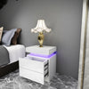 High Gloss Front Chest of 2 Drawers Bedside Table Cabinets LED Light Nightstand