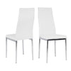 X Chrome Glass Dining Table+2/4 Slope Chairs Faux Leather Metal Legs Living Room