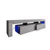 2M Large Grey TV Unit Stand LED Cabinet High Gloss 2 Long Storage Drawers Shelf