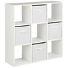 White 9 Cube Shelving Unit Furniture Shelves & 4 Fabric Storage Boxes