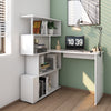 Mondeer L Shaped Computer Desk Corner Desk 360 Degree Rotatable Shelve White