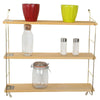 3 Tier Mounted Wall Floating Shelves. Decorative Shelf. Gold Metal & Solid Wood.