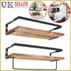 2X Wood Wall Hanging Shelf Storage Shelves Rustic Shelving Rack Display Kitchen