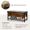 Wooden Shoe Rack Entryway Padded Bench Seat W/ Storage Box Bed End Stool Brown
