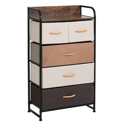 Fabric Chest of Drawers 5 Drawer Dresser Storage Cabinet Stand Bedroom Furniture