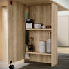 Mobile Folding Dining Table Drop Leaf Wood Rolling Desk with 2 Storage Shelves