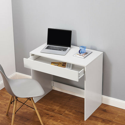 Simple Budget Computer Desk Wooden Small Table With 1 Big Sliding Drawer Tray