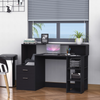 Black Office Desk with Hutch Cabinet Laptop Computer Workstation Study Table