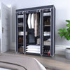 Mondeer Grey Canvas Fabric Wardrobe w/ Hanging Rail Clothes Storage Cupboard