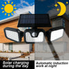 UK 74 LED Solar Power PIR Motion Sensor Lamp Outdoor Garden Security Wall Light