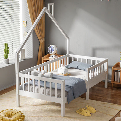 Kids Bed Single Bedstead House Bed Frame Pine Wood Children Bedroom Furniture