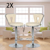 2× beige Bar Stools Faux Leather Barstool Kitchen Pub Stool Breakfast Bar Chair