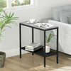 Vintage Marble Sofa Side Table Rectangle Snack / End Table with Storage Shelf