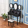 Dressing Table,3 Mirror & Stool Set (7 Drawer) Bedroom vanity Makeup Desk Black