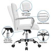 Home Office Chair Leather Computer Desk Chair with Arms for Study or Work White