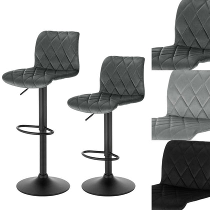 2/4/6 x Breakfast Bar Stools Bar Chairs for Kitchen with Velvet Swivel Gas