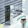 Cloakroom Chrome Luxury Bathroom Modern Basin Sink Mono Square Mixer Tap & Waste