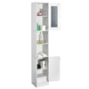 White Bathroom Cabinet Tallboy Cupboard Storage Unit w/Mirror&Door Shelf 180 CM