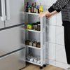 Narrow Slim Storage 4-Tier Sliding Out Trolley Shelf Rack Kitchen Tray Rack Cart