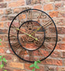 LARGE OUTDOOR GARDEN WALL CLOCK BIG ROMAN NUMERALS GIANT OPEN FACE METAL 58CM