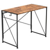 Industrial Style Metal Frame Wooden Desk Home Office Folding Computer Table