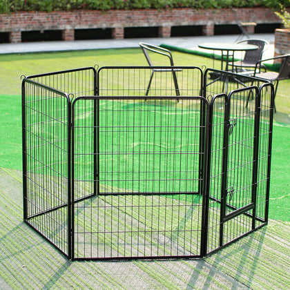 6 Panel Foldable Pet Play Pen Puppy Dog Animal Cage Run Fence Playpen In/Outdoor