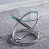 Round Glass Coffee Side Table End Sofa Living Room Chrome Base Bedside Furniture