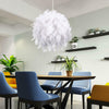 White Feather Shade Droplight Lamp Hanging Ball Bedroom LED Ceiling Light 30CM