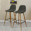 2 Pcs Dark Grey Bar Stools Fabric Pub Chairs Kitchen Pub Metal Legs Breakfast