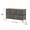 Fabric Chest of 5 Drawers Cabinet Storage Unit Bedside Table Organiser Grey