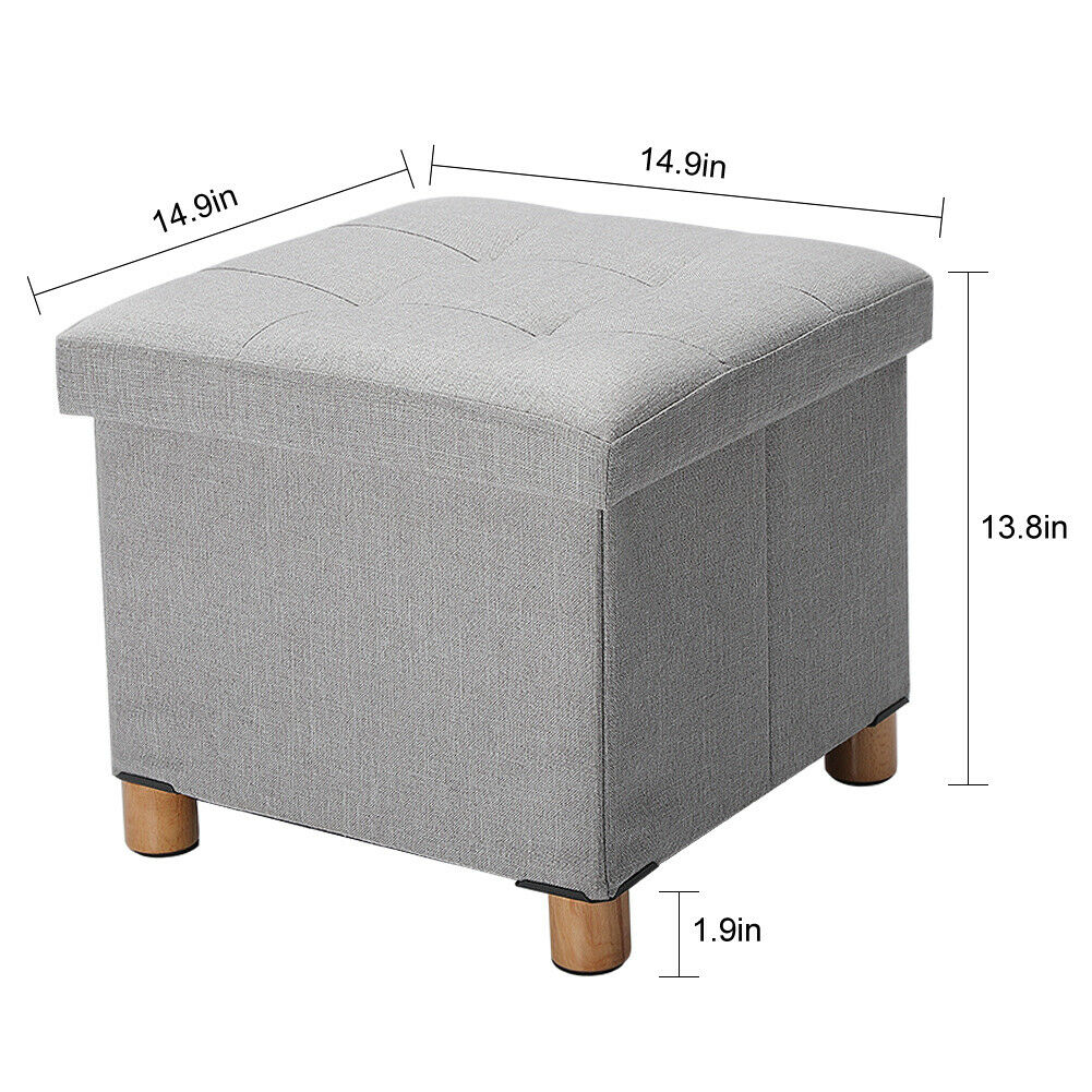 Grey Storage Footstool Ottoman Footrest Makeup Dressing Table Stool Pouffe Seat